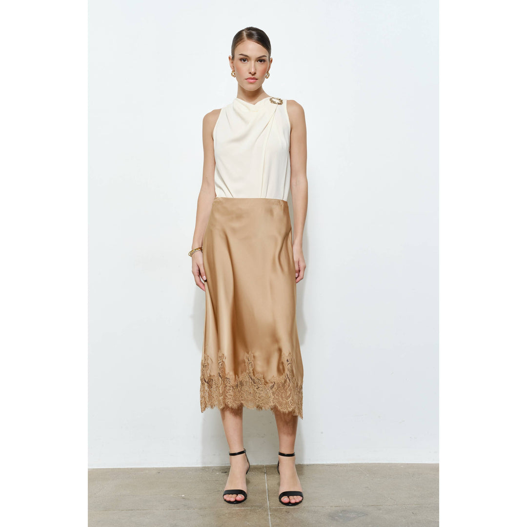 Georgina Lace Silk Midi Skirt