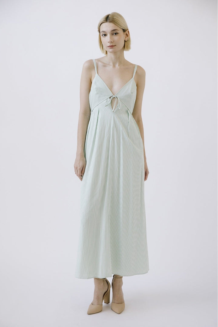 Mayah Pinstripe Slip Midi Dress