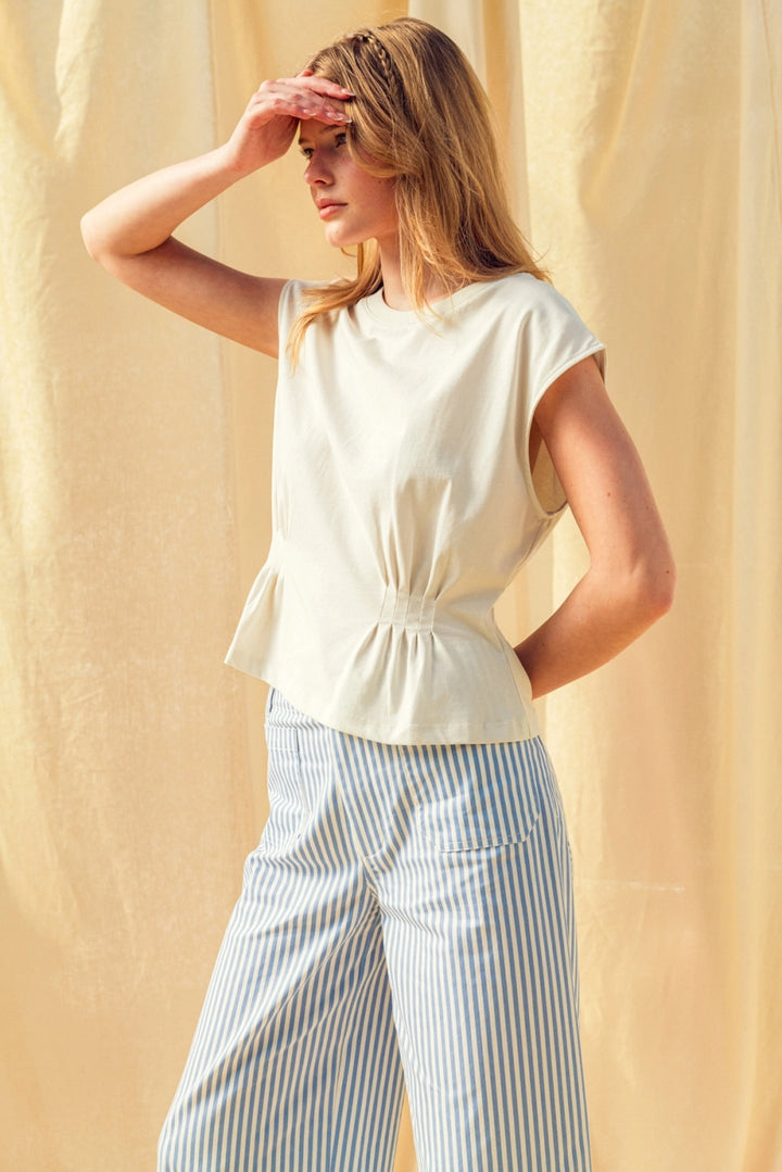 Eliza Waist Detail Cap Sleeve Top
