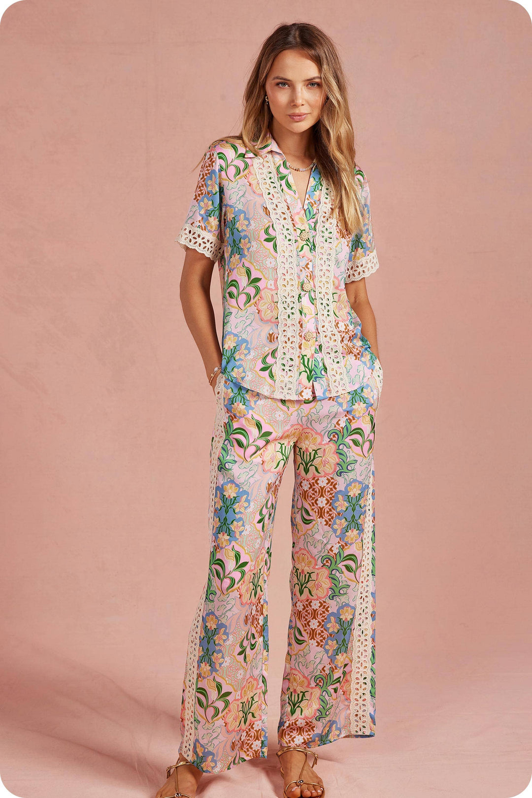 Selva Crochet Satin Pants