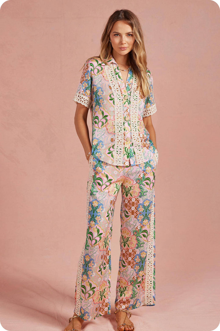 Selva Crochet Satin Pants