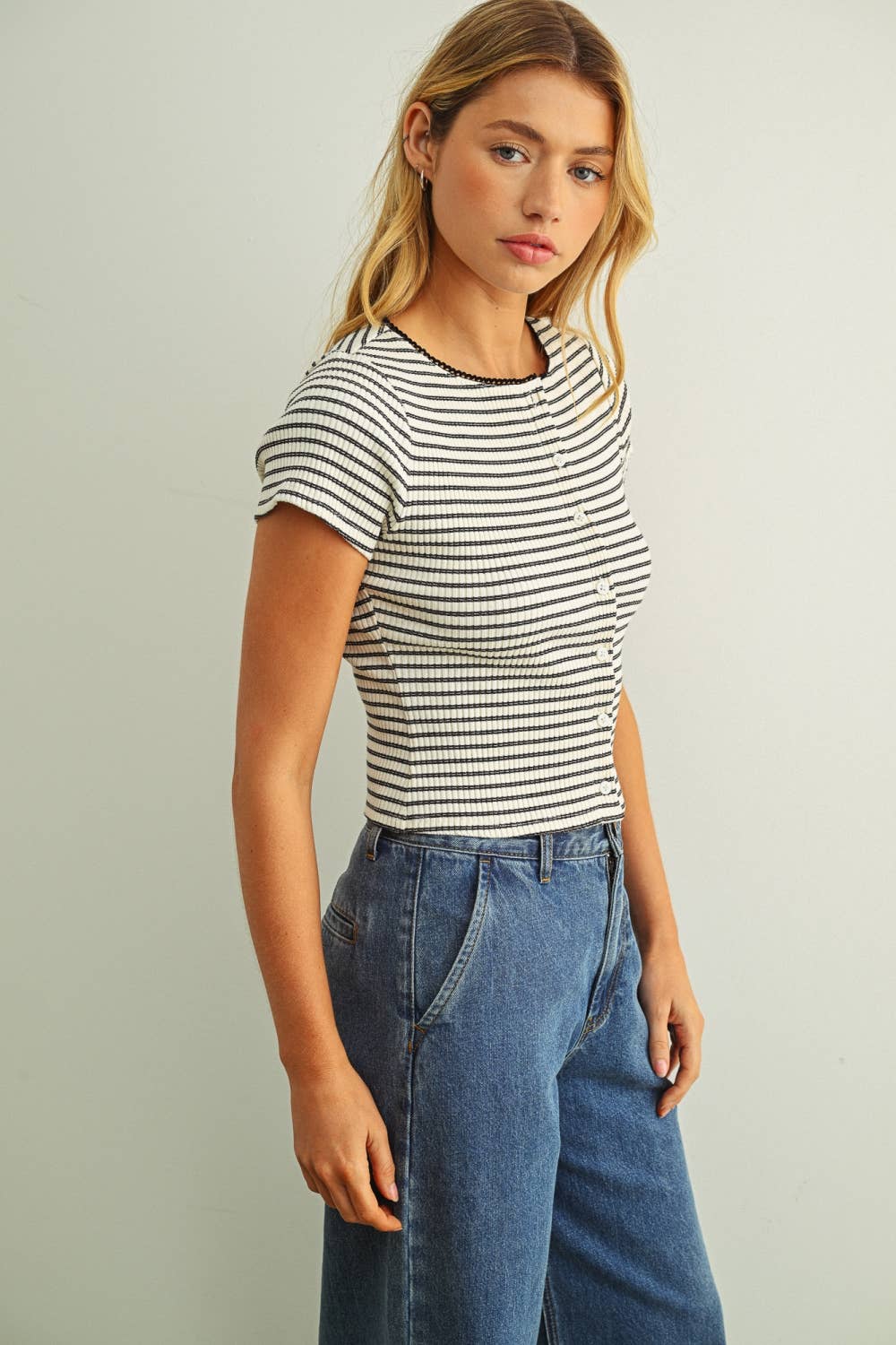 Melissa Button Down Striped Top