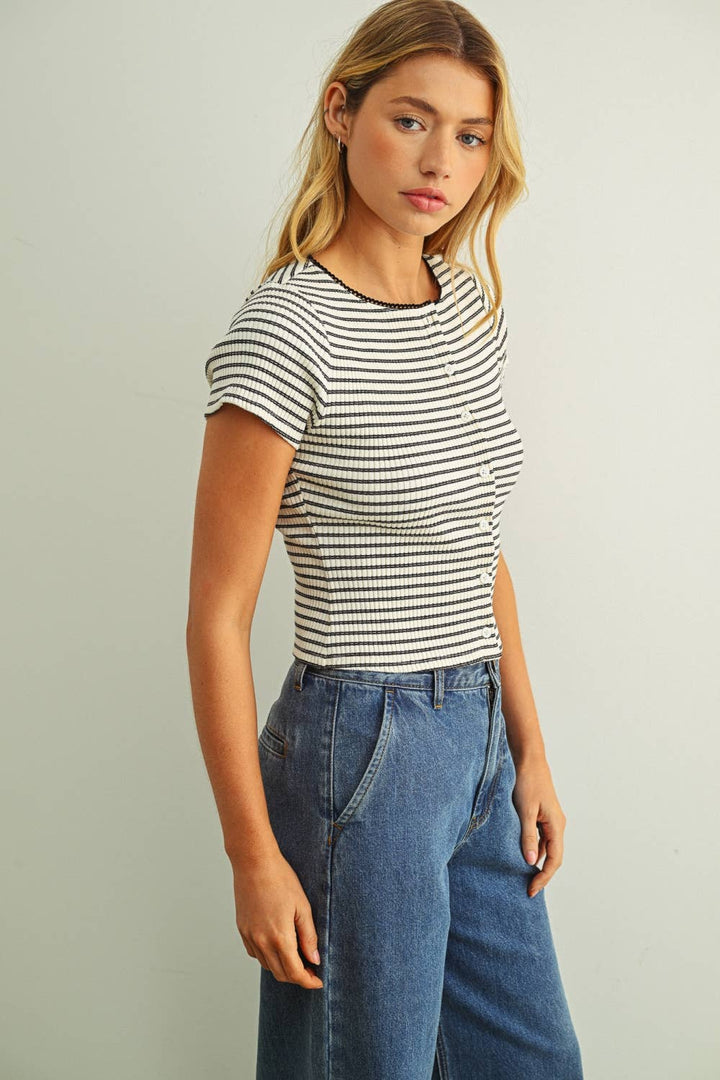 Melissa Button Down Striped Top