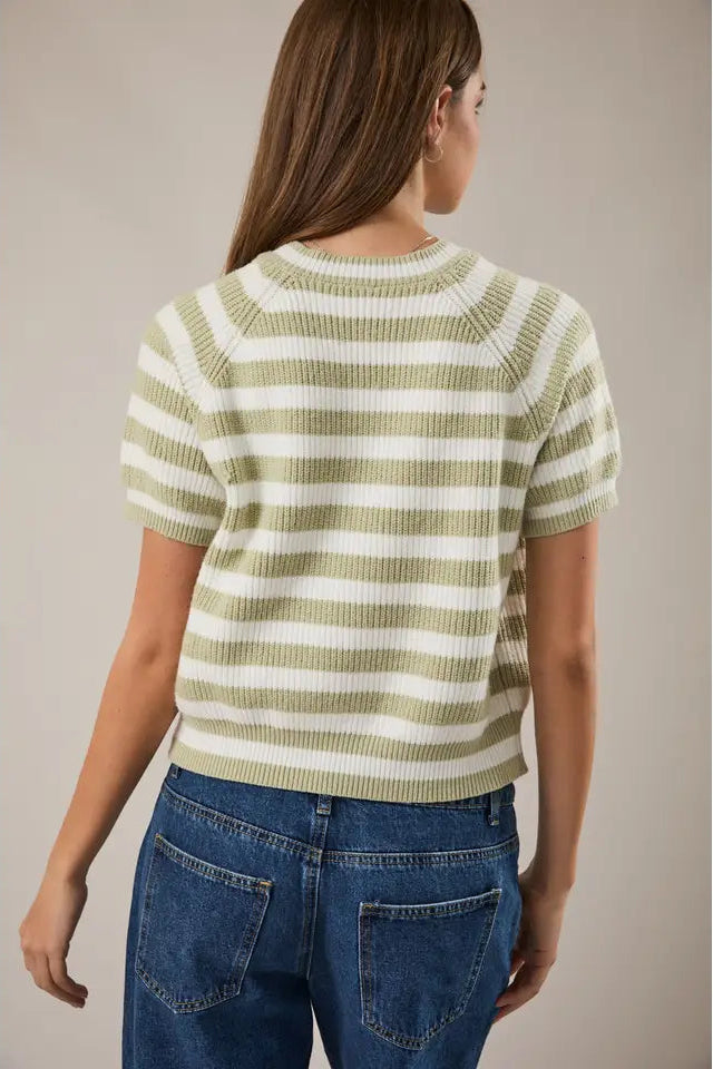 Sabrina Striped Cropped Knit Cardigan