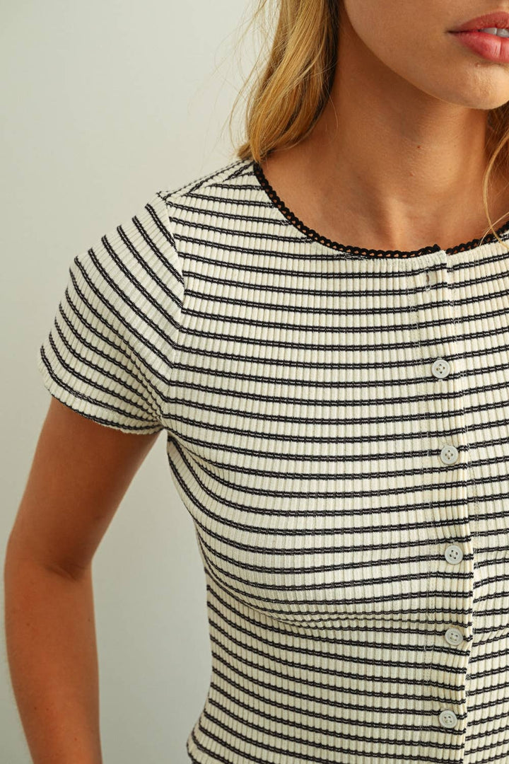 Melissa Button Down Striped Top