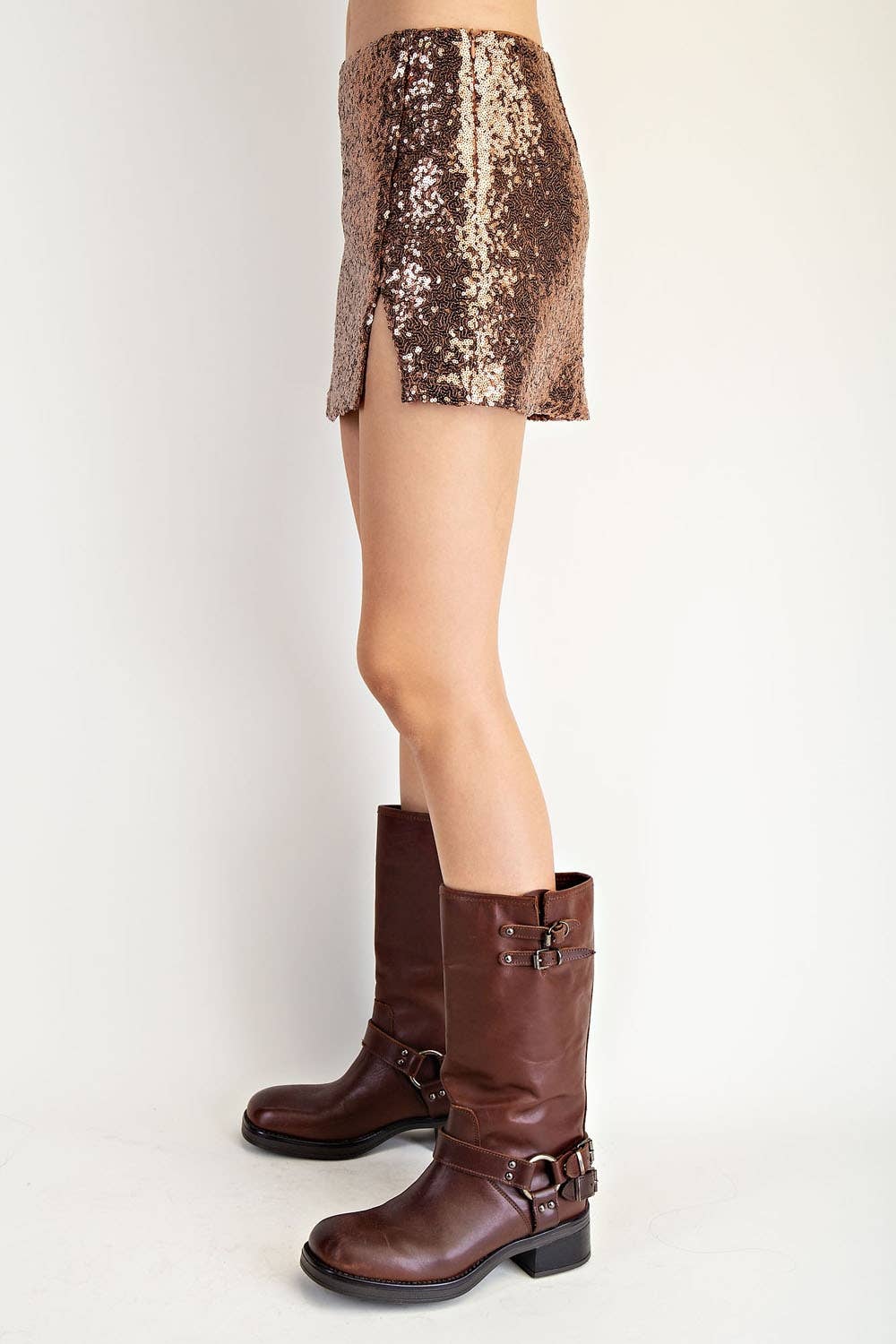 Caroline Sequin Slit Mini Skirt