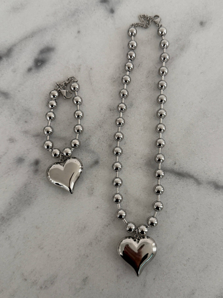 Silver Bubble Heart Bracelet