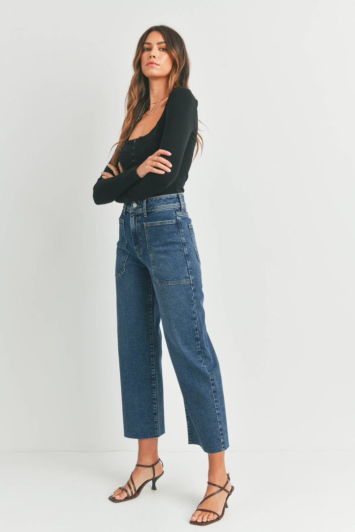 Utility Pocket Wide Leg Jeans