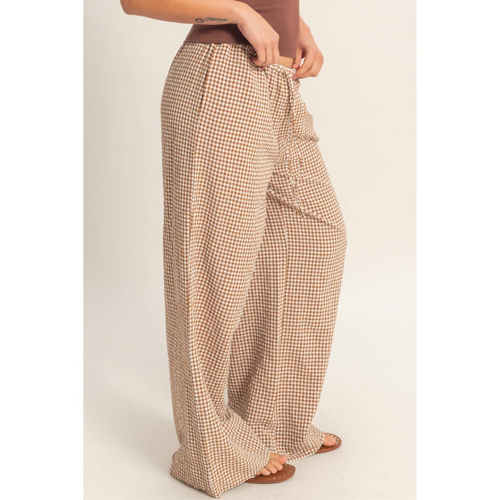 Emma Gingham Wide-Leg Pants