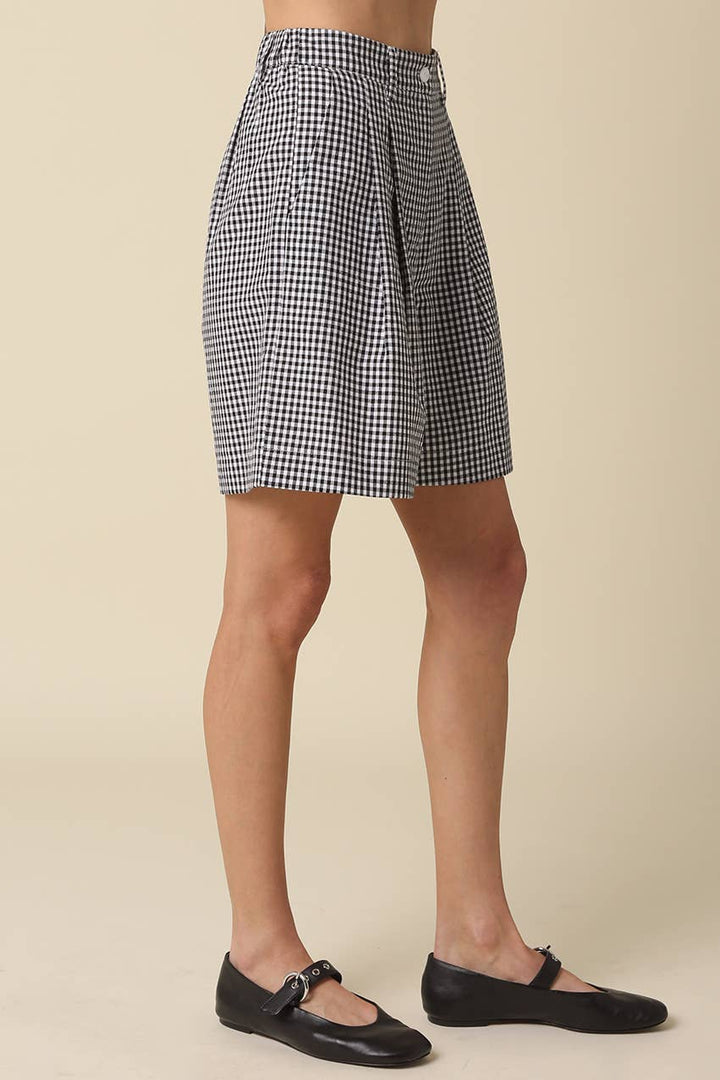 Erika Gingham Pleated Shorts