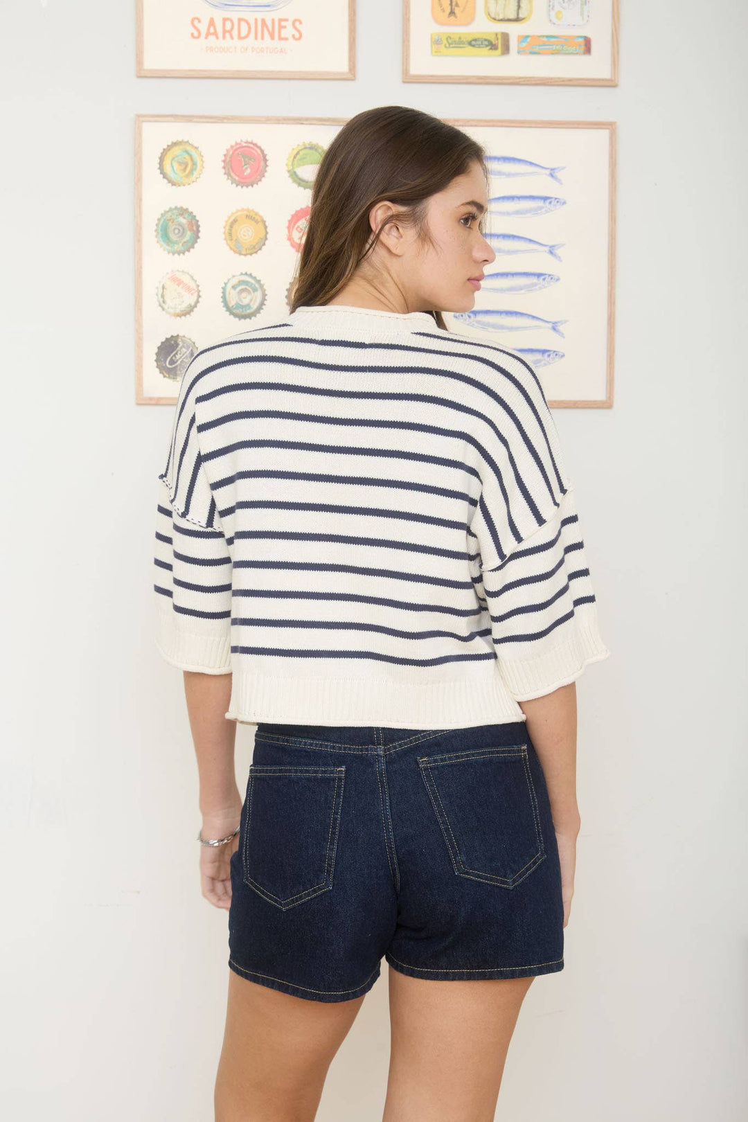 Sicily Stripe Short Sleeve Sweater