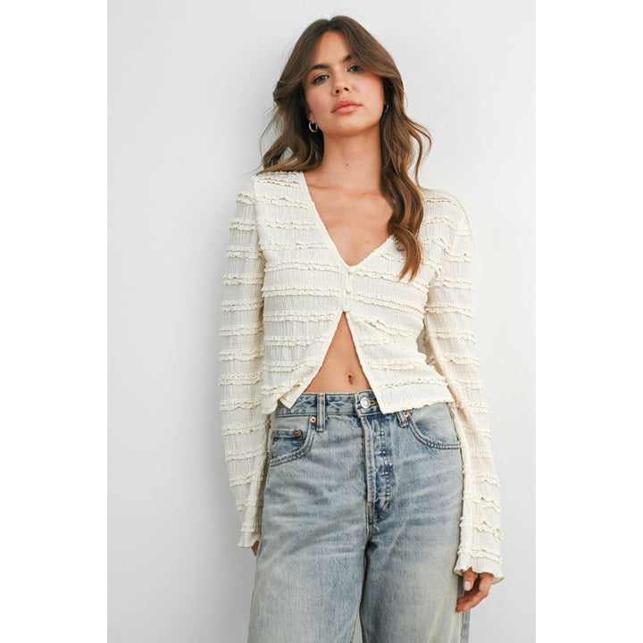 Anastasia Ruched Ribbon Knit Top
