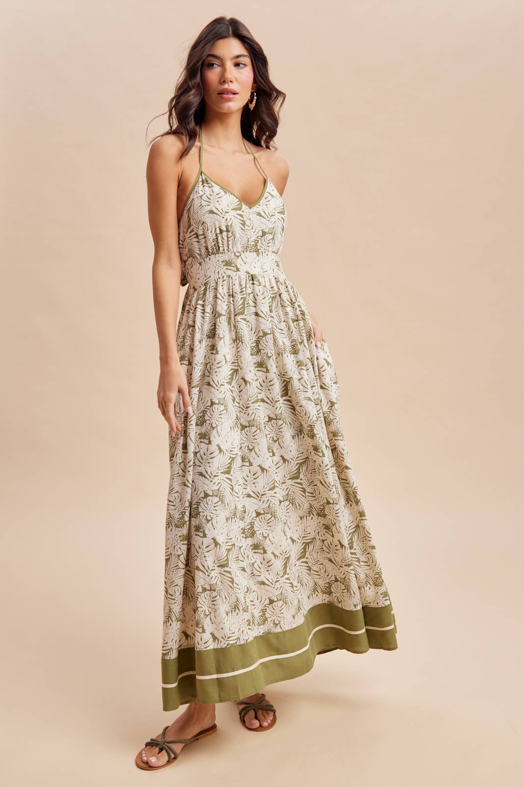 Monstera Halter Maxi Dress