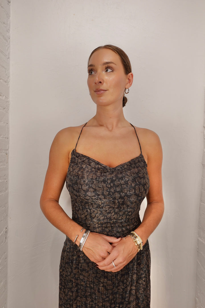 Soiree Pleated Maxi Dress