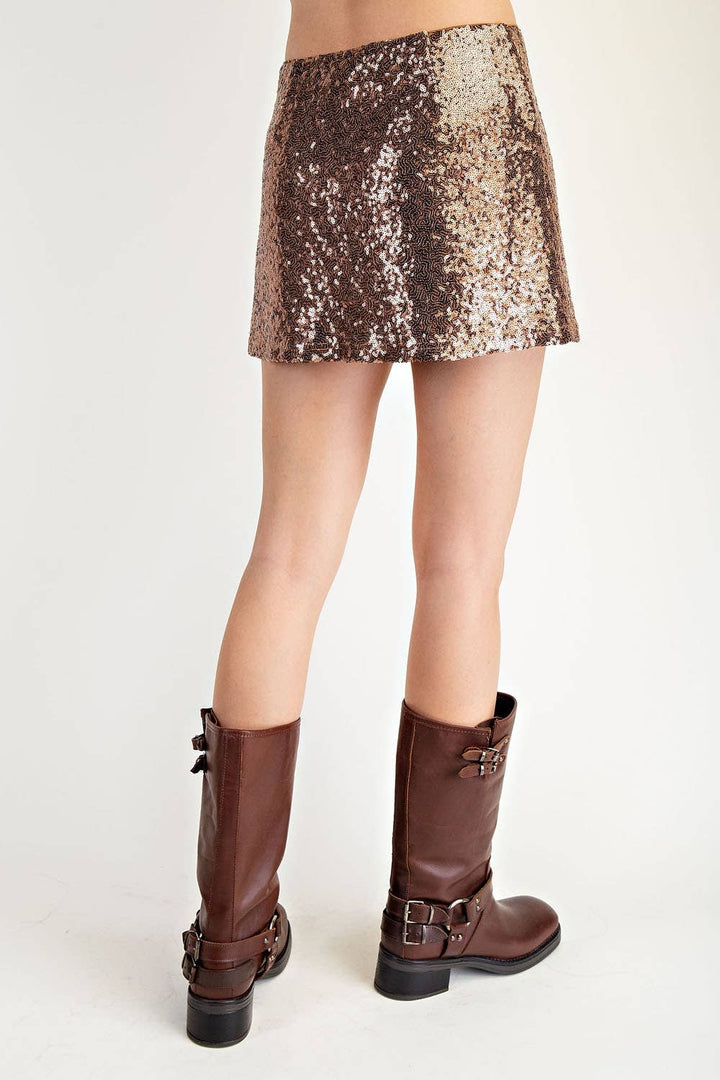 Caroline Sequin Slit Mini Skirt