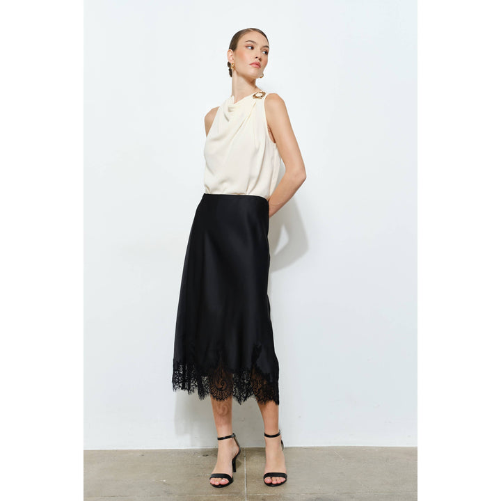 Georgina Lace Silk Midi Skirt