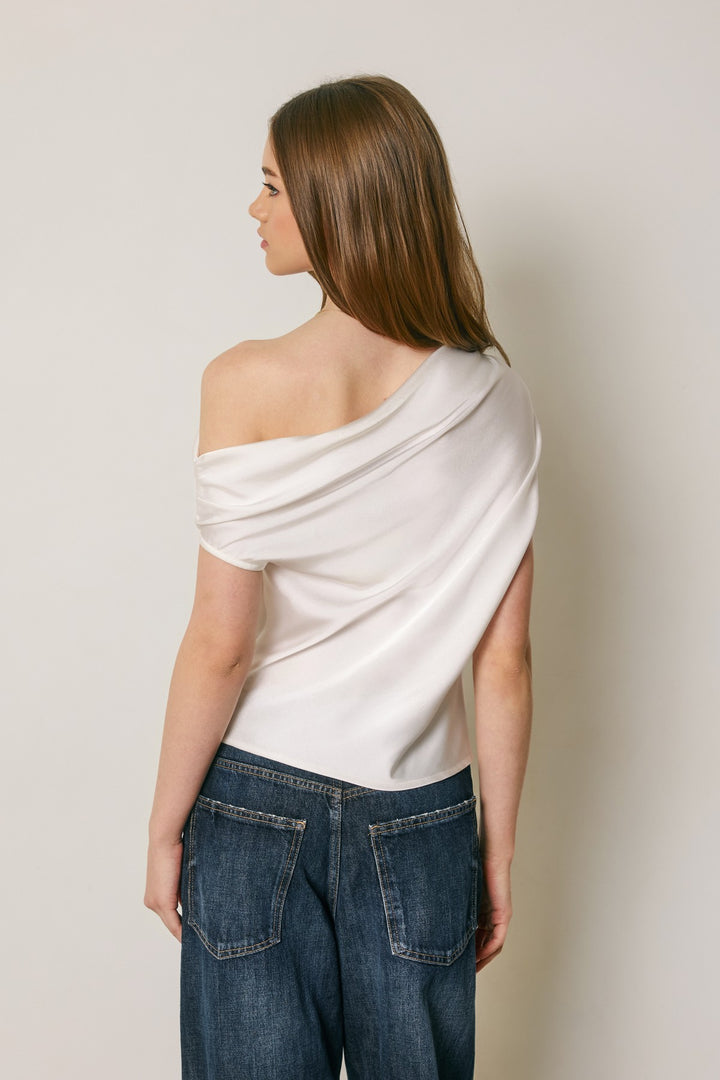 Mabel Satin Asymmetrical Top