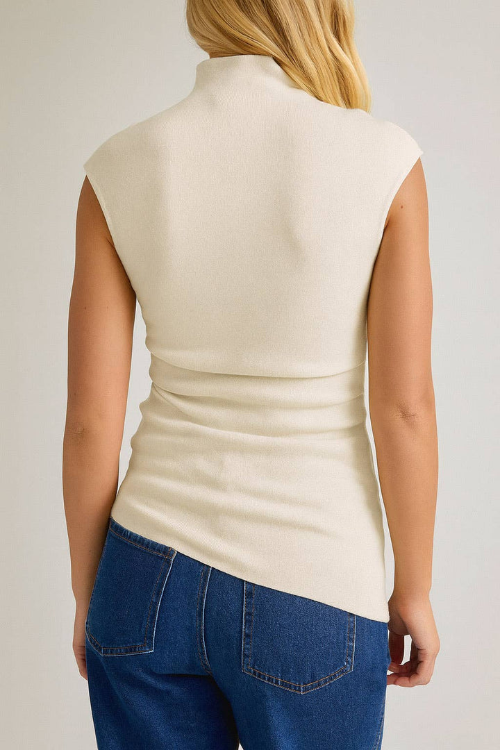 Allyson Mock Neck Shirred Waist Sweater