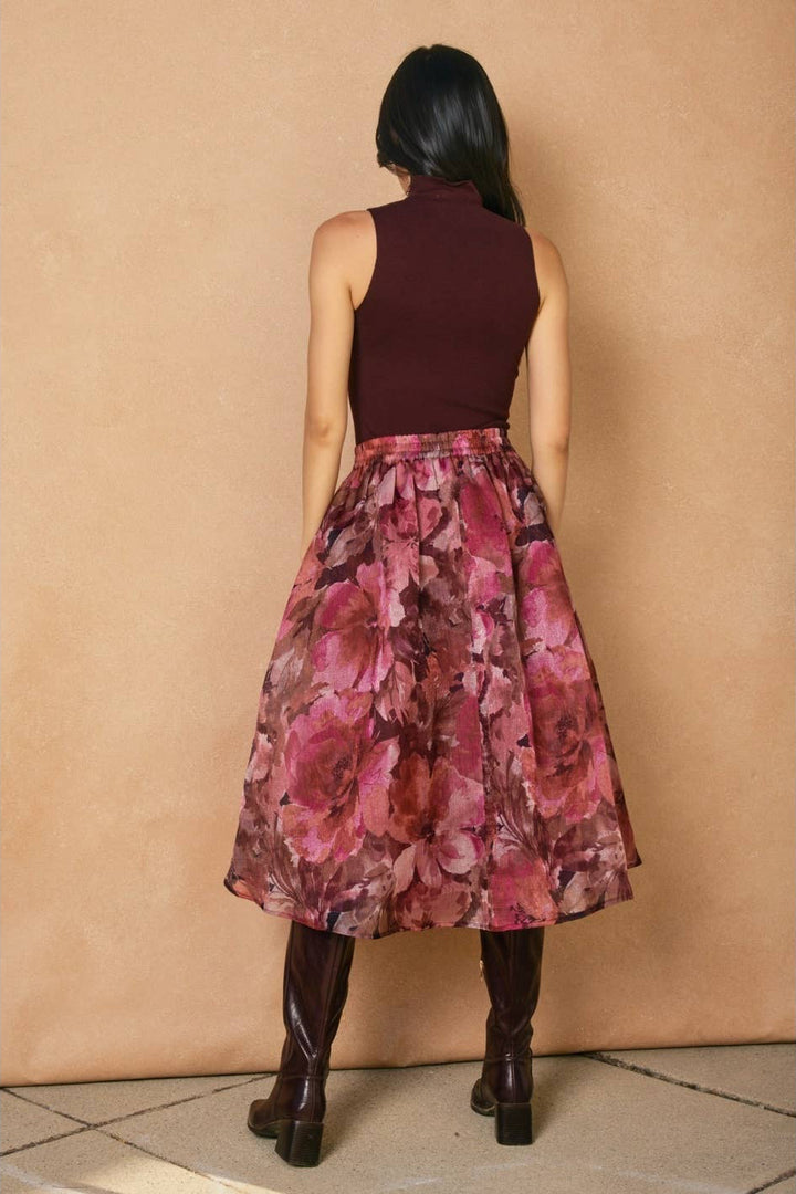 Fleur de Lune Floral Midi Skirt