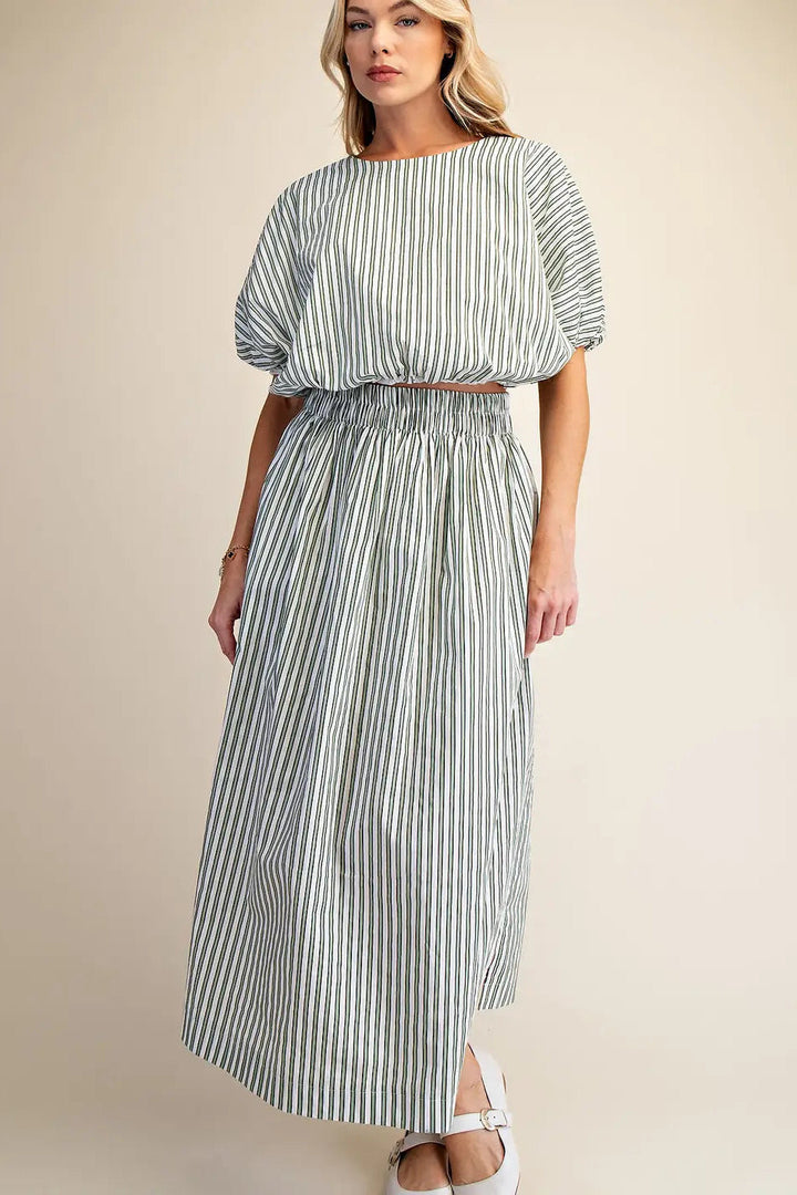 Sage Striped Maxi Skirt