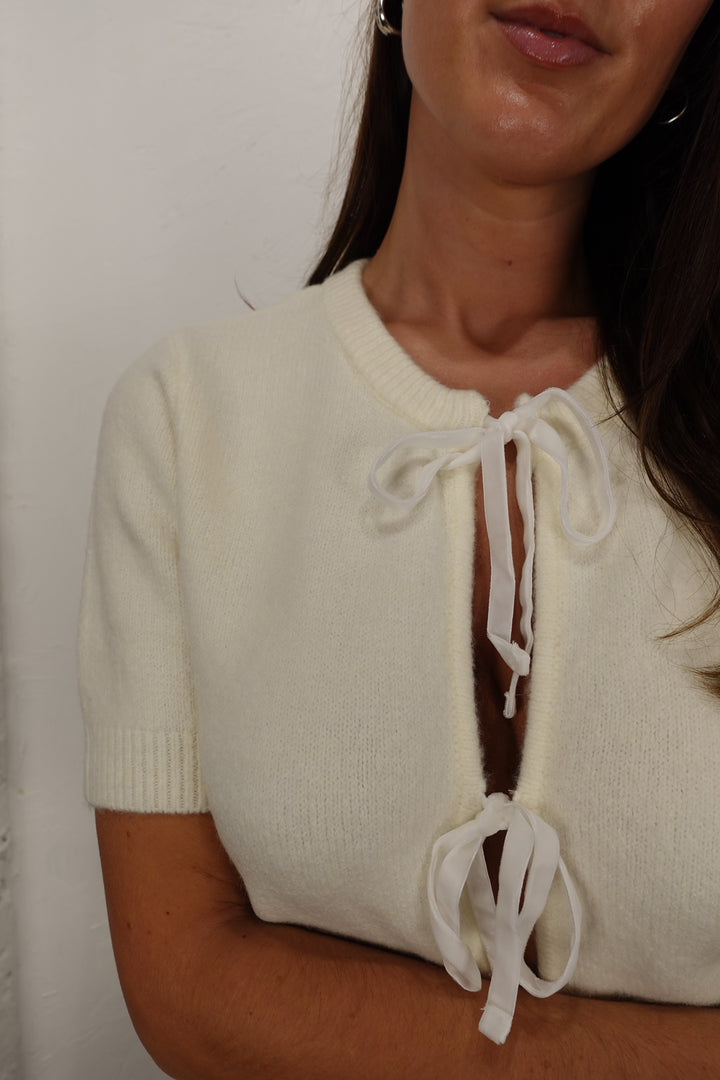 Sereia Bow Detail Short Sleeve Cardigan