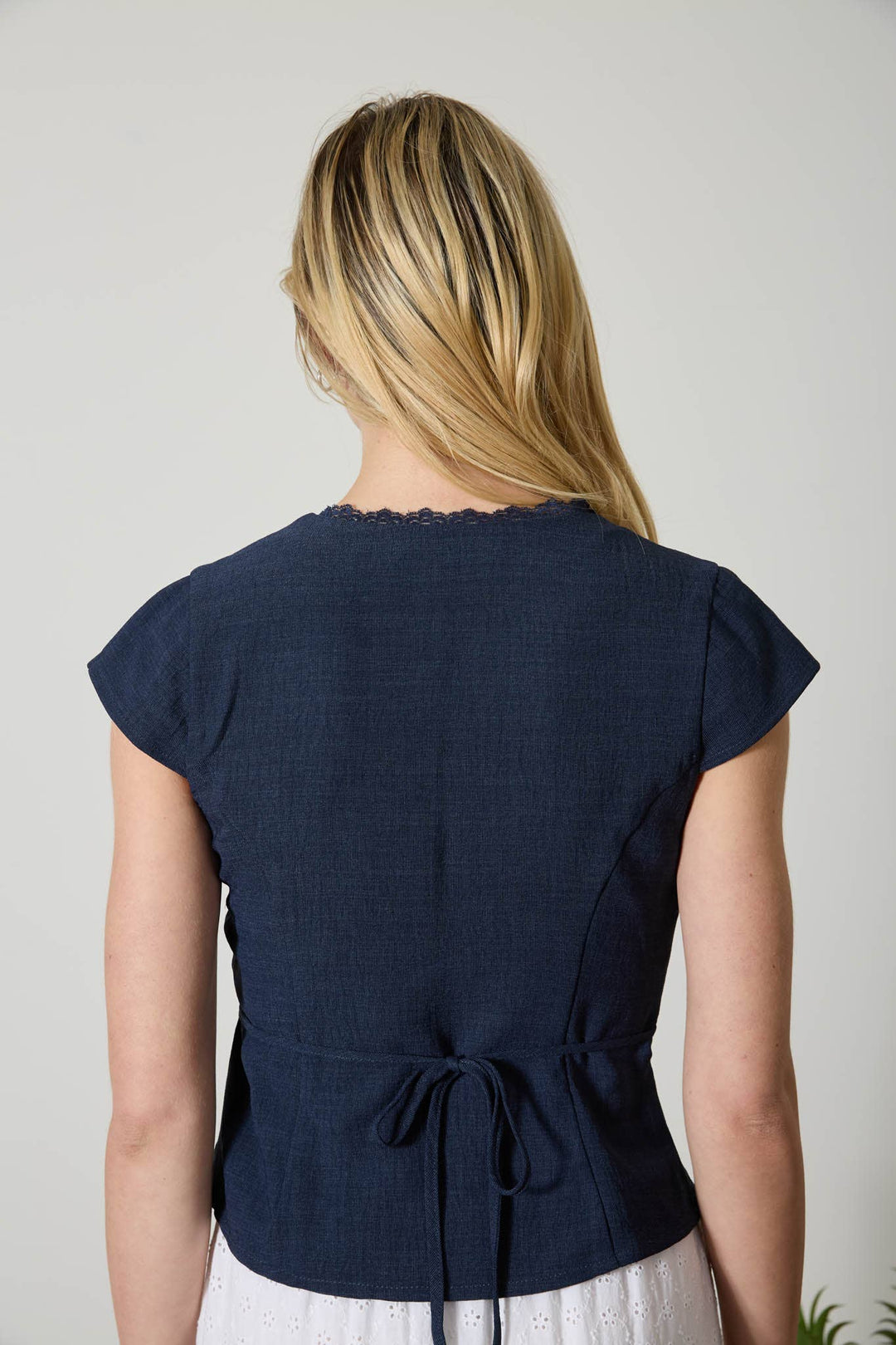 Victoria Lace Trim Button Down Blouse