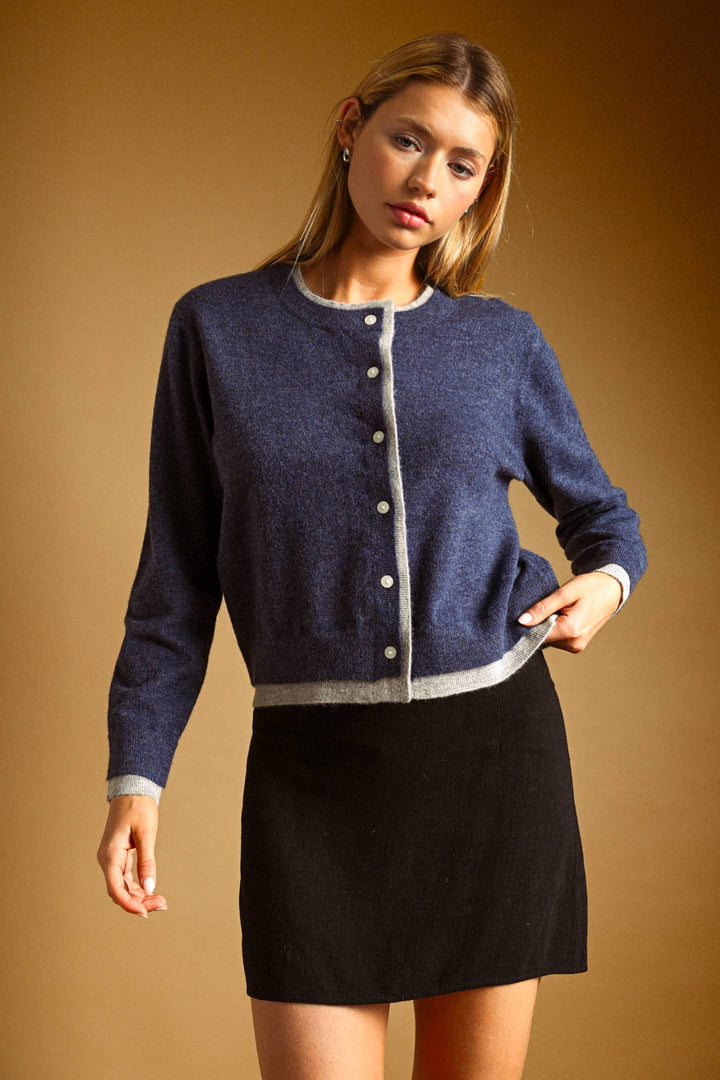 Jenny Contrast Color Cardigan