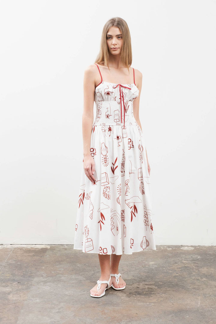 Geneva Doodle Print Midi Dress