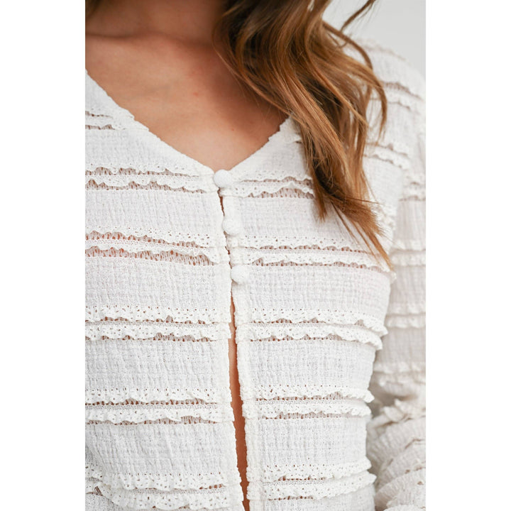 Anastasia Ruched Ribbon Knit Top