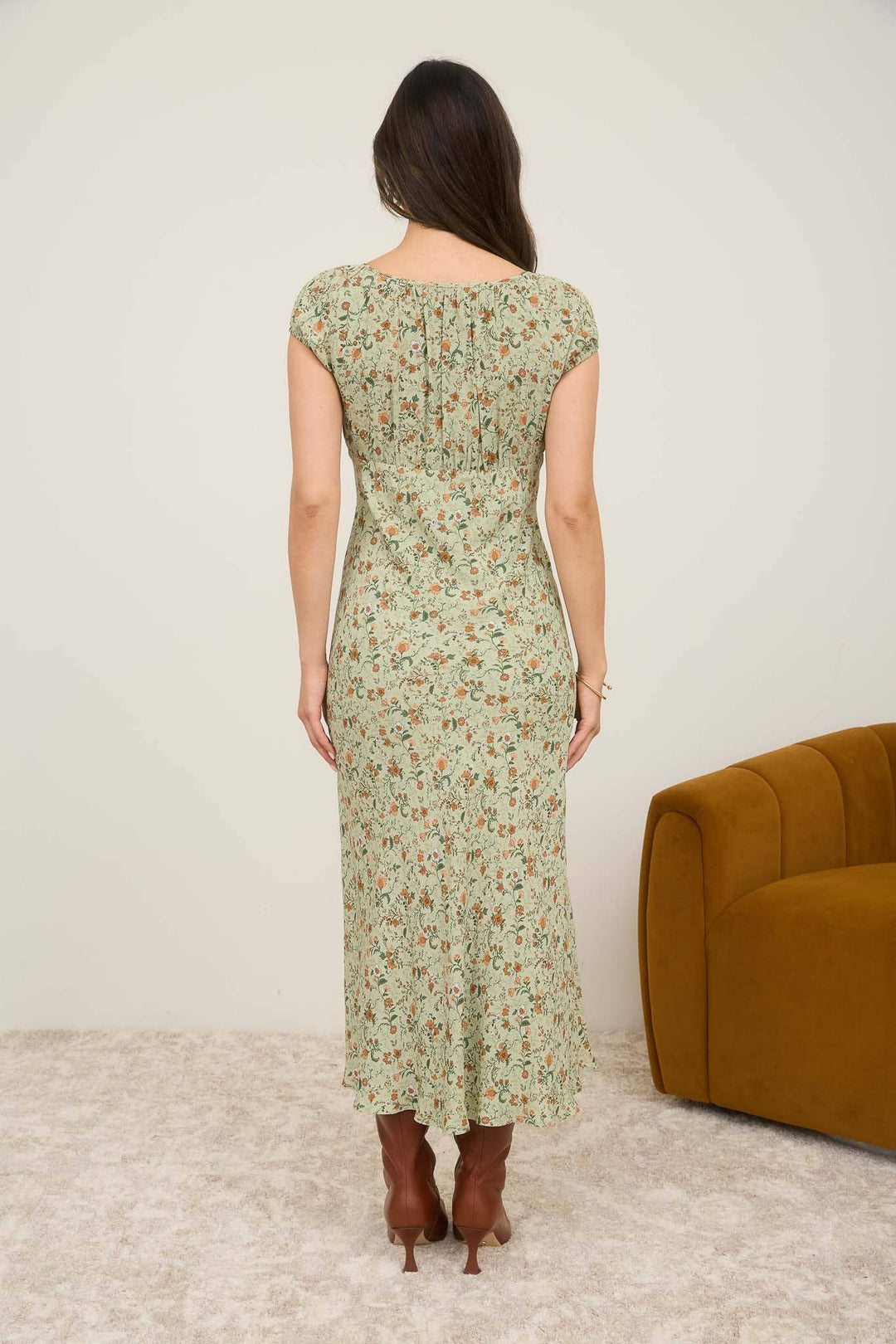 Evergreen Floral Midi Dress