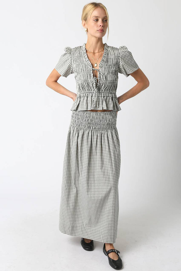 Rory Gingham Ruffled Top