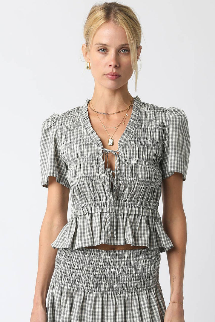 Rory Gingham Ruffled Top
