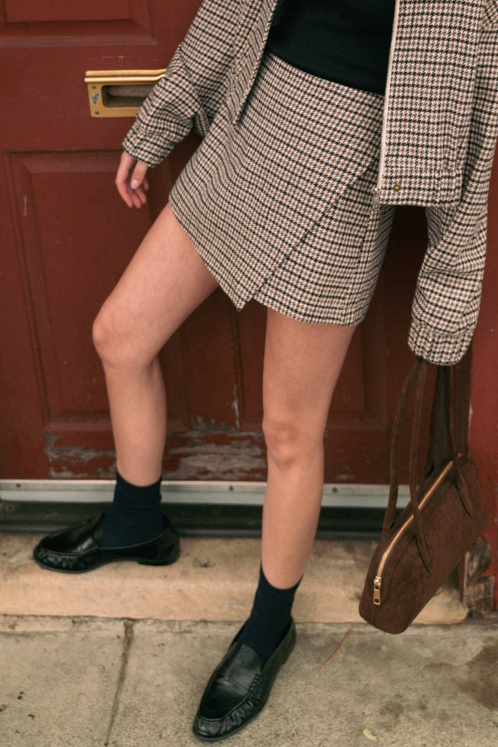 Taylor Houndstooth Mini Skirt