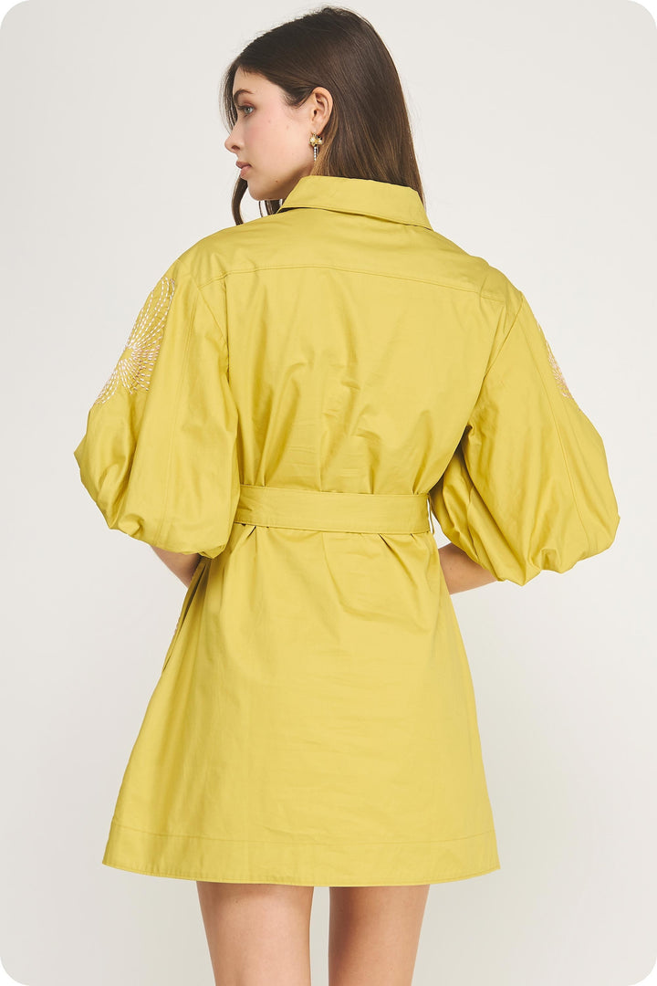Citron Belted Mini Dress