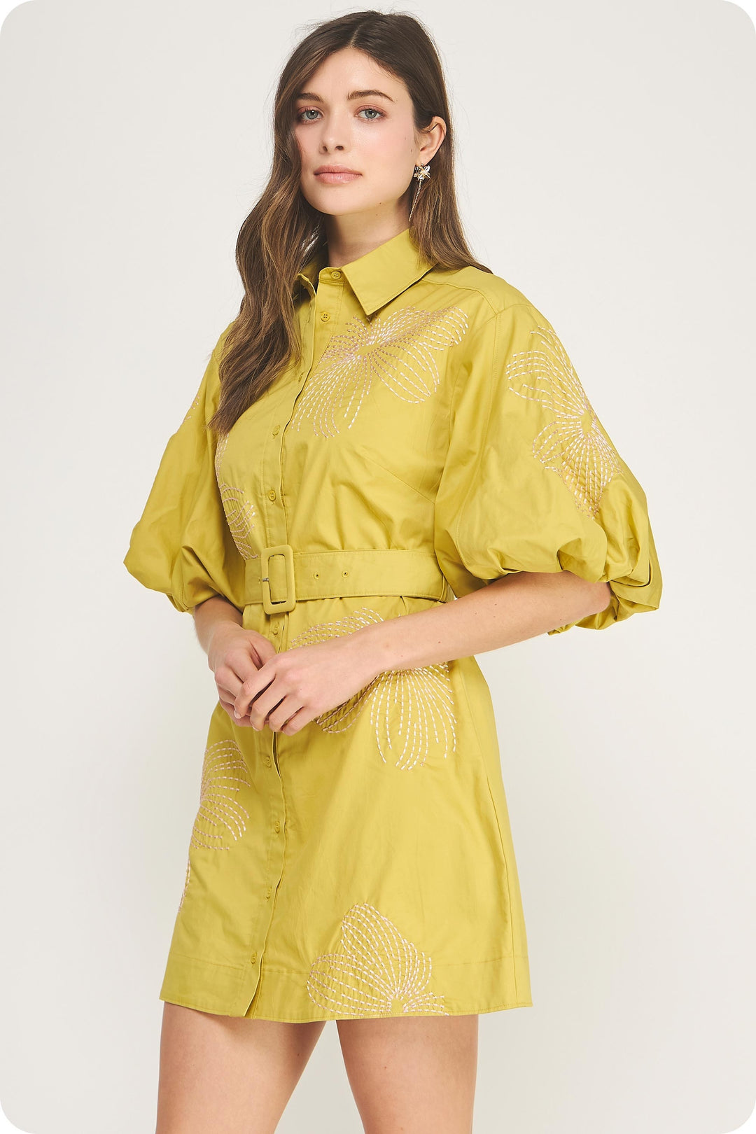 Citron Belted Mini Dress