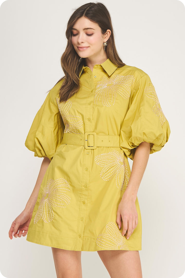 Citron Belted Mini Dress