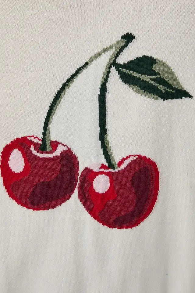 Cherry Graphic Knit Sweater