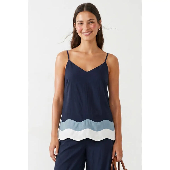 Ocean Waves V-Neck Top
