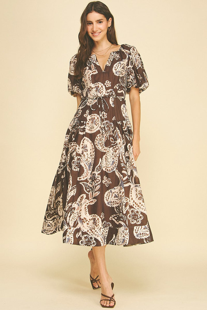 Paige Puff Sleeve Midi Dress
