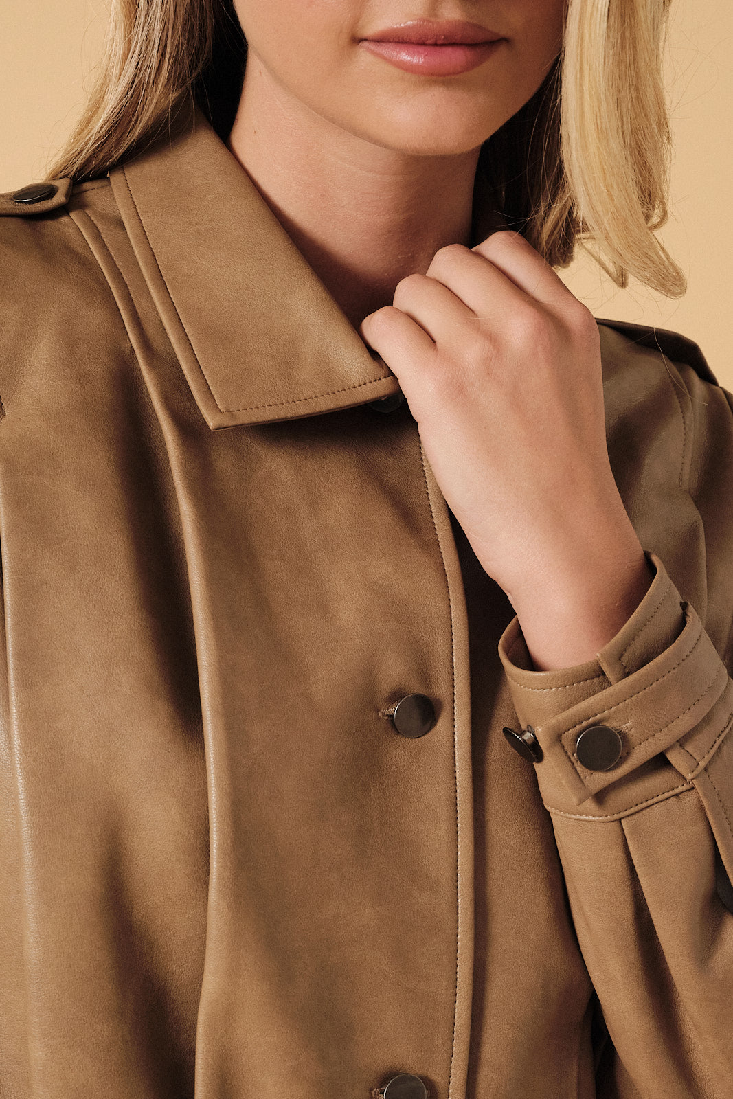 Zoe Pleated Leather Jacket