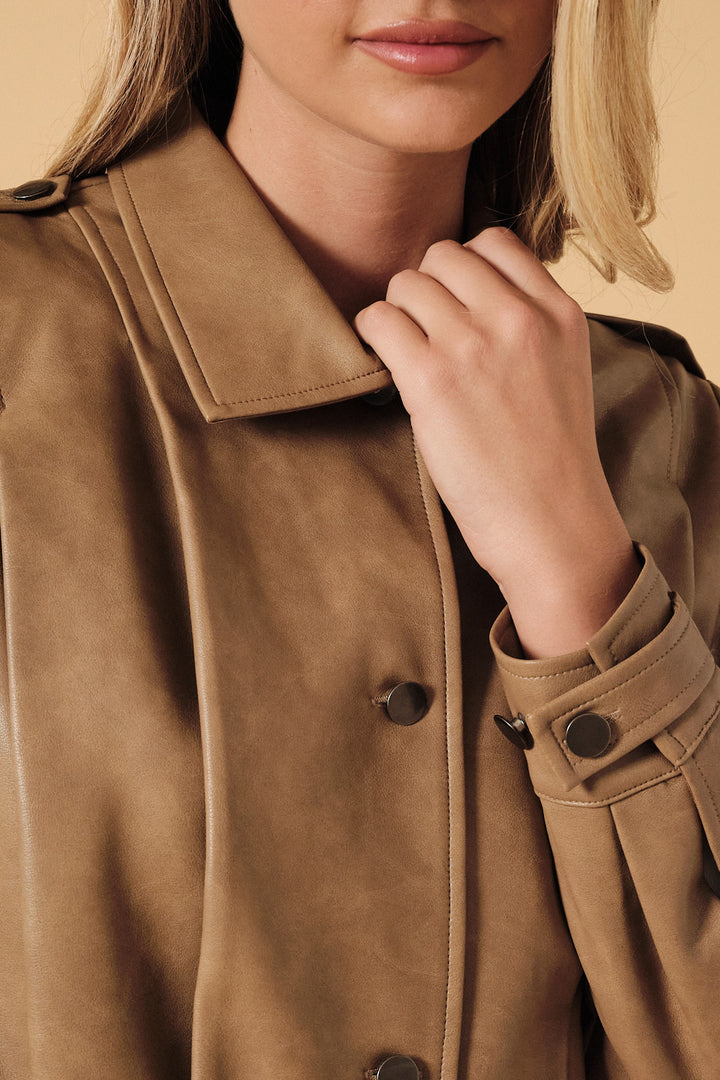 Zoe Pleated Leather Jacket