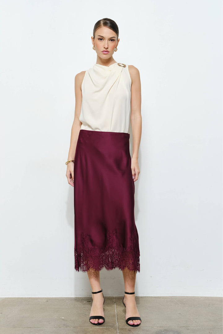 Georgina Lace Silk Midi Skirt