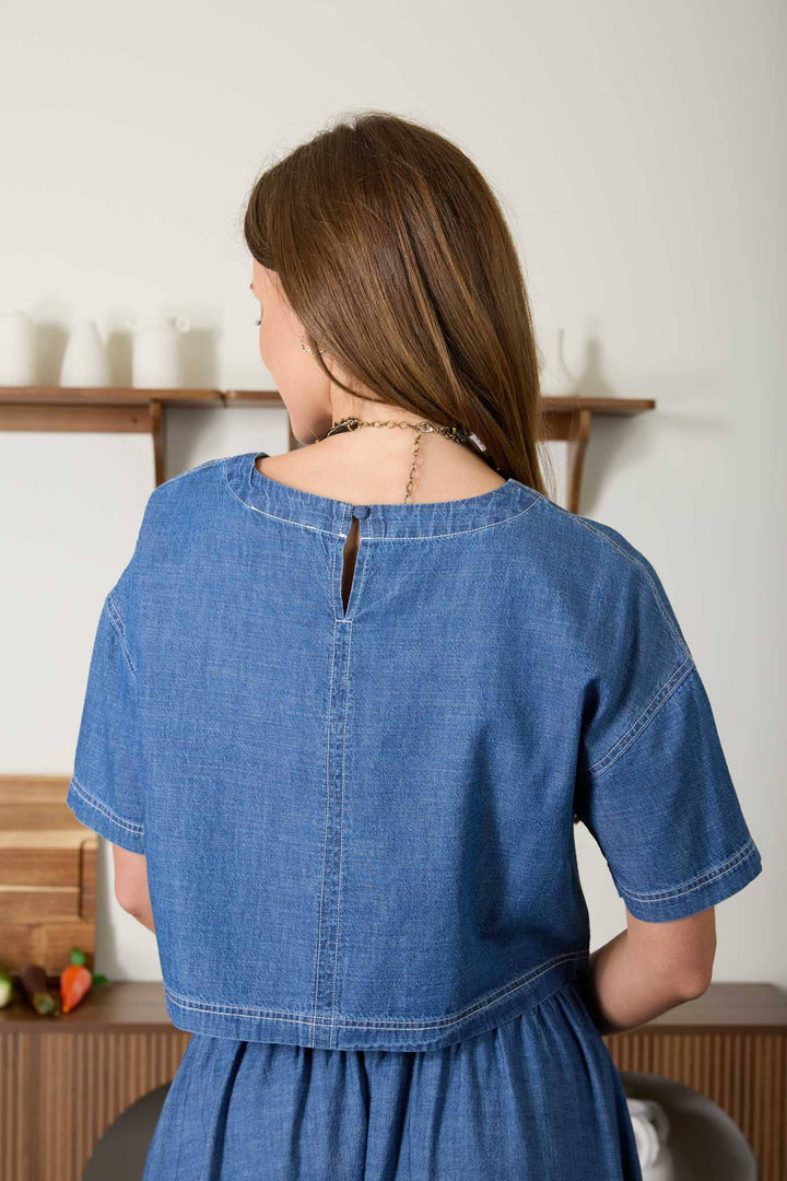 Azul Cropped Denim Top