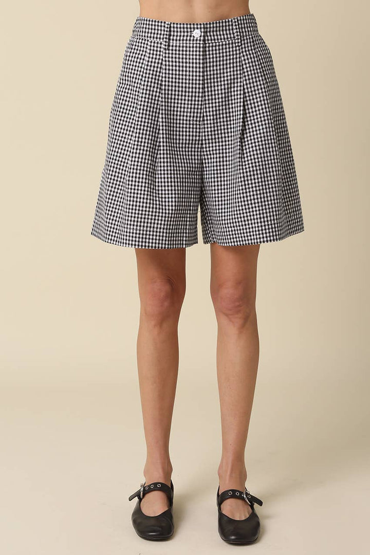 Erika Gingham Pleated Shorts