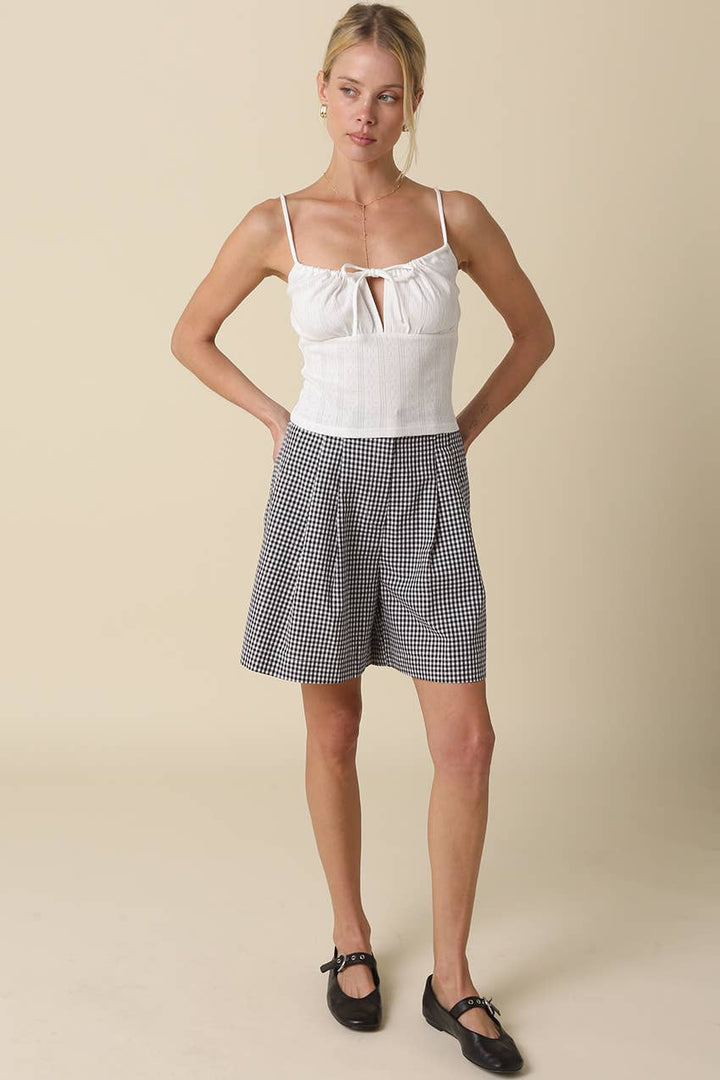 Erika Gingham Pleated Shorts