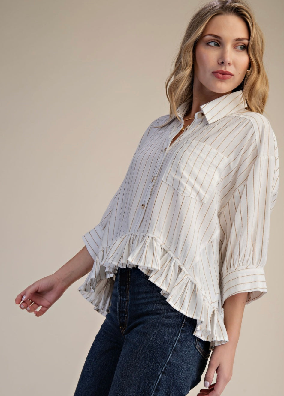 Ebony Crop Ruffle Shirt