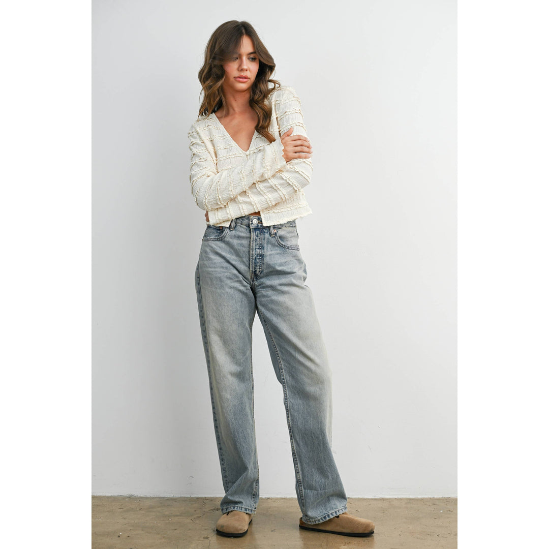 Anastasia Ruched Ribbon Knit Top