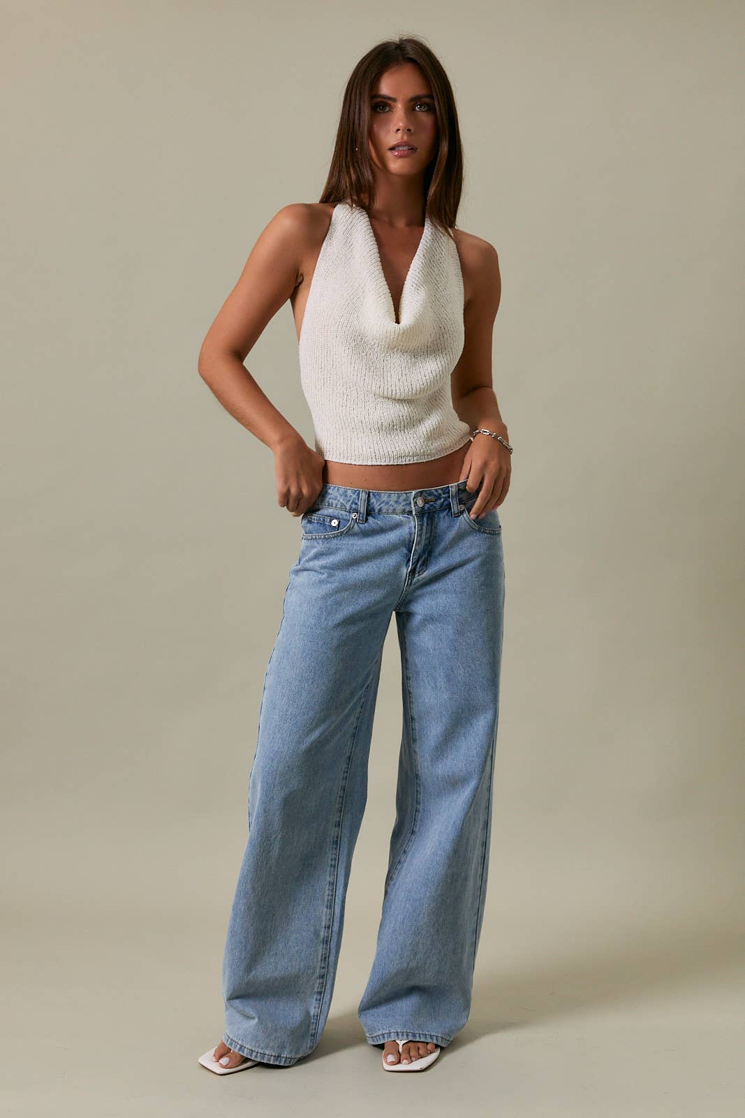 Langley Cowl Neck Halter Top
