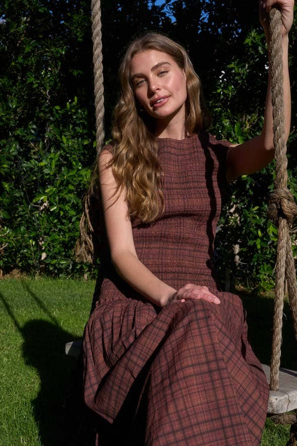 Teddi Plaid Midi Dress