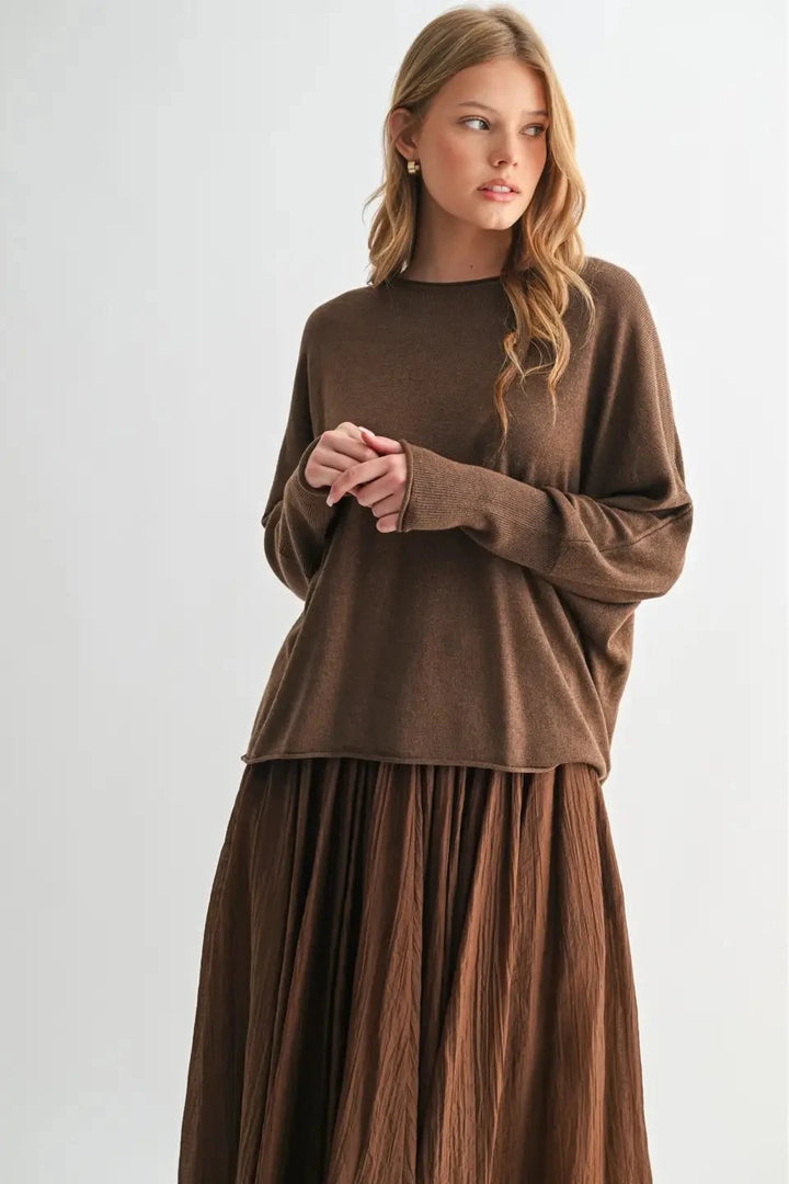 Boat Neck Dolman Sleeve Sweater